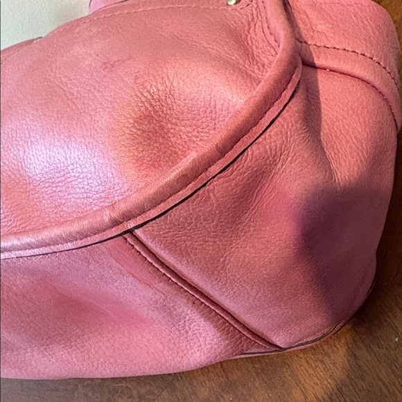 B Makowsky shoulder bag satchel smooth leather faded rose whip stitch strap - Picture 11 of 17